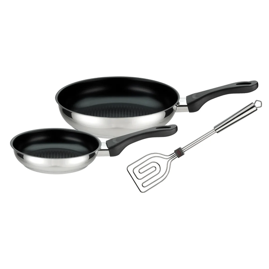 3 Piece Stainless Steel Non-Stick Cookware Set