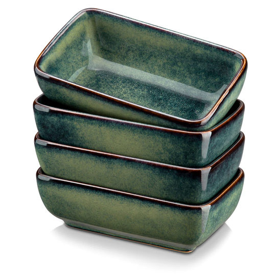 Set Of 4 Rectangular Sauce Bowls, Snack Appetiser Bowls Set, Dessert Small Serving Bowls