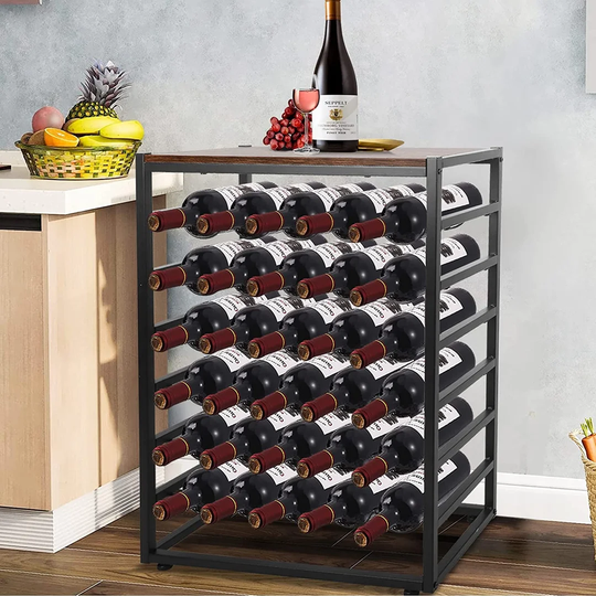 Wine Rack Free Standing 6-Tier 30 Bottles Wine Holder Display Storage Shelves With Metal Frame And Table Top For Home, Kitchen, Pantry, Wine Cellar (L