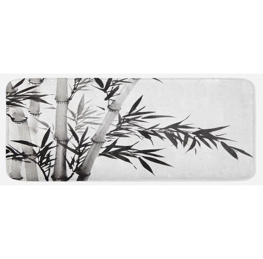 Pollan Bamboo Print Chinese Calligraphy Kitchen Mat