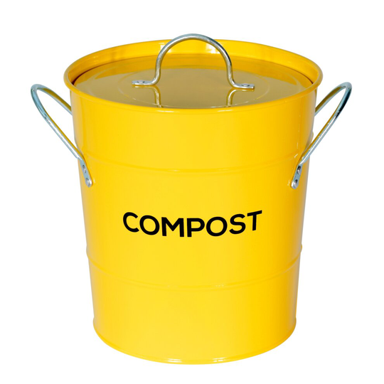 (Yellow) Metal Compost Caddy - Recycling Food Waste Bin
