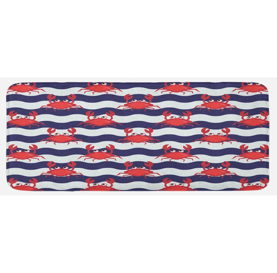 Crabs Kitchen Mat Crabs On Striped