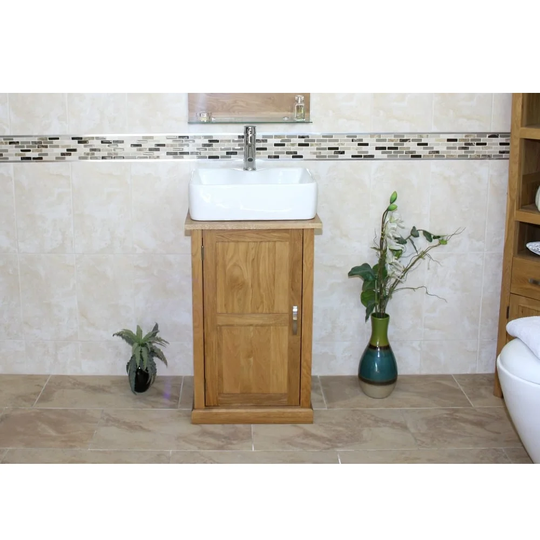 Countryman Compact Solid Oak 500mm Free-Standing Vanity Unit