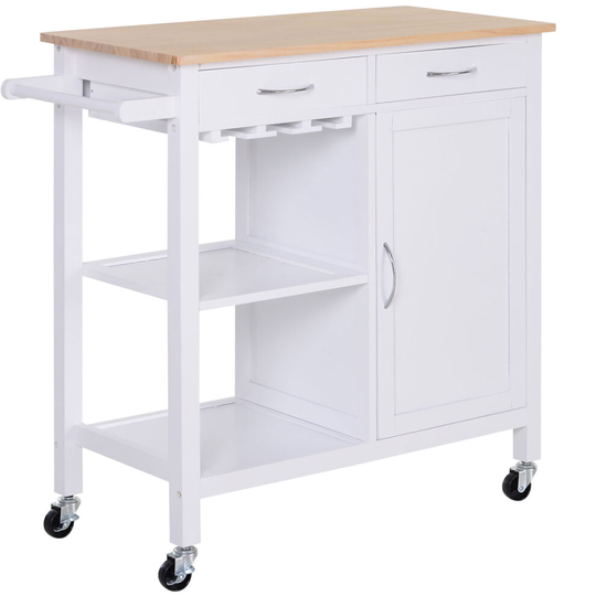 HOMCOM Kitchen Storage Trolley Rolling Cupboard w/ Wheels Drawers