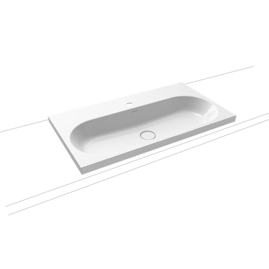 Alpine White Matt Metal Rectangular Countertop Basin Bathroom Sink