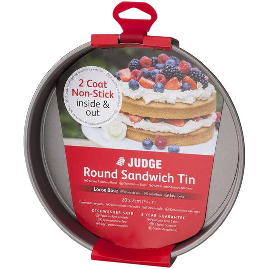 Judge Bakeware, 8"/20cm Non-Stick Round Sandwich Tin, Loose Base