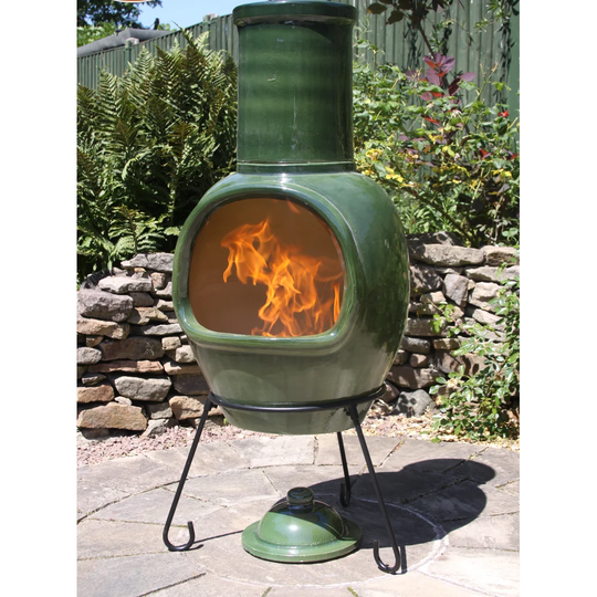 Asteria Extra Large Advanced Fire Clay Chimenea Glazed Green