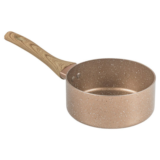 (16cm Milkpan) Ceramic Rose Gold Cooking Pots Pans Frying Pan Set