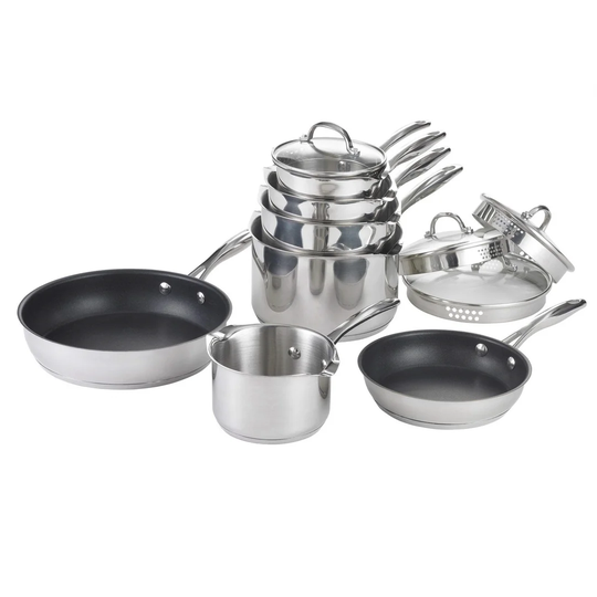 Belfry Kitchen Bergen 9 Pieces Stainless Steel Non Stick Cookware Set