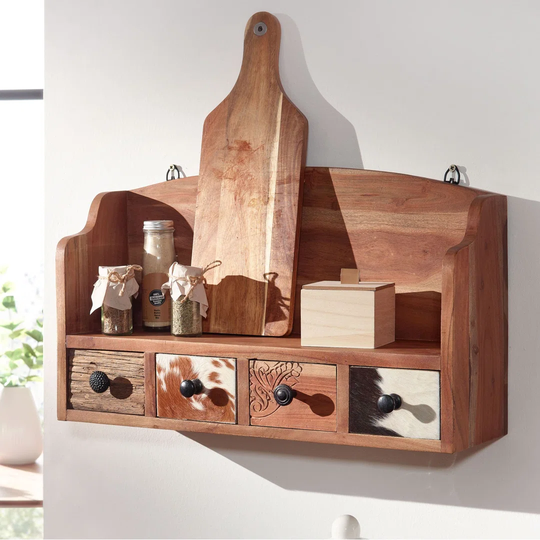 Mayler 1 Piece Acacia Solid Wood Accent Shelf