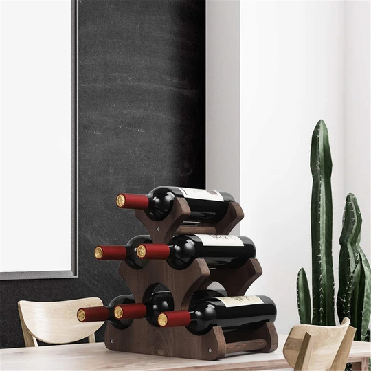Wine Rack Free Standing, Wooden Wine Rack Table For 6 Bottles, Sturdy Wine Holder For Wine Bottles, Bottle Storage Rack For Cupboard, Drinks Bottle St