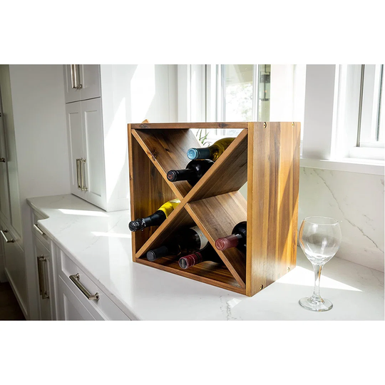 Elegant Table Top Wine Shelf 16.25" | The Perfect Wooden Wine Rack & Display For Table Countertop, Or Wine Cellar