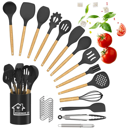 Kitchen Utensils Set - 25Pcs Silicone Cooking Utensils Set, Silicone Kitchen Utensils, Cooking Tools Turner Tongs Nonstick Spatula Spoon For Nonstick