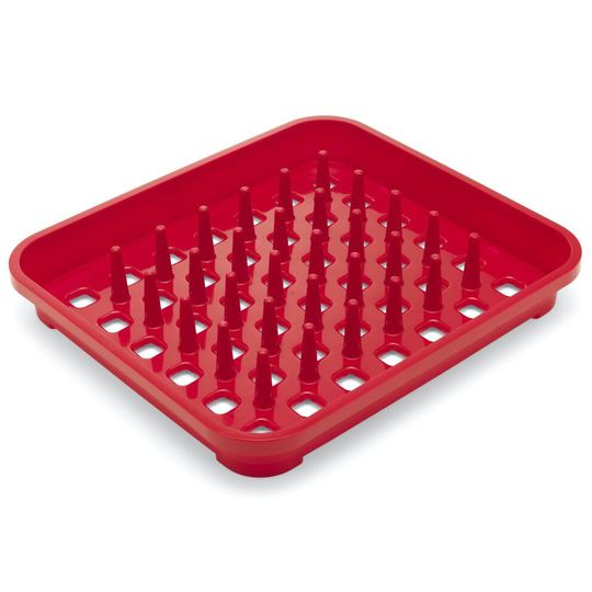 Addis Dish Draining Rack with Drying Pegs, W33.5 x d38cm, Red, 38 x 33.5 x 5 cm