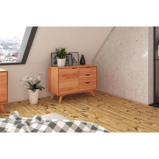 Gant 90 Cm Wide 3 Drawer Beech Wood Sideboard