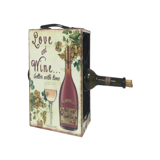 3 Bottle Tabletop/Countertop Wine Bottle Rack in White/Bordeaux