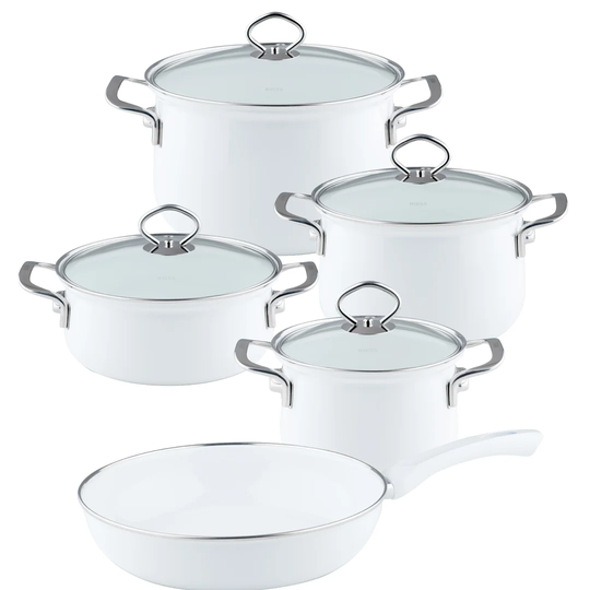 Riess Kelomat Arcticweiss 5 Pieces Enamelware Cookware Set