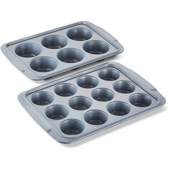 Tower Cerasure T843072 2 Piece Muffin Tray Set, Graphite