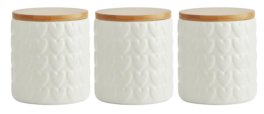Habitat Set of 3 food Storage Heart Canisters
