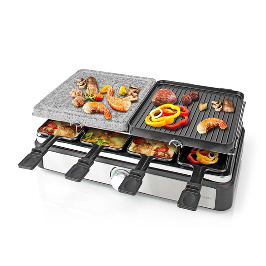 Stone Raclette Grill 8 Person 8 Pans and Spatulas Adjustable Termperature