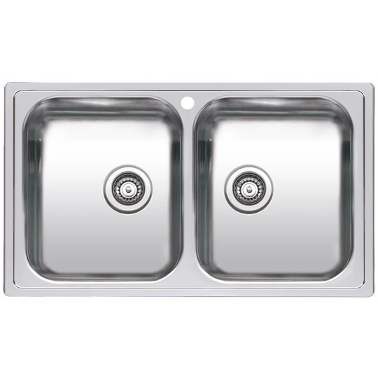 Diplomat 86cm x 50cm Double Bowls Inset Kitchen Sink