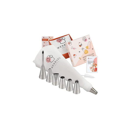 Wenburg Large Piping Nozzle Set - 7 Large Icing Nozzles for Cake Decorating - Cotton Icing Bag - Coupler I Professional Cupcake, Cake Decoration