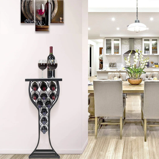 Tanager 11 Bottle Floor Wine Bottle & Glass Rack