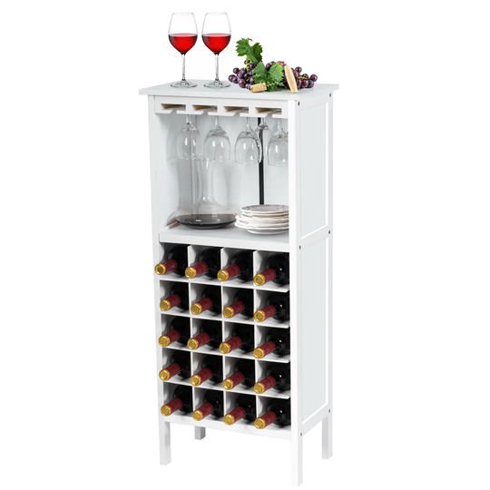 Westfield 20 Bottle Solid Wood Floor Wine Bottle & Glass Rack