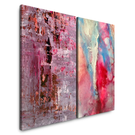 Abstract Modern Pattern Stains Spatula - 2 Piece Wrapped Canvas Graphic Art Print Set