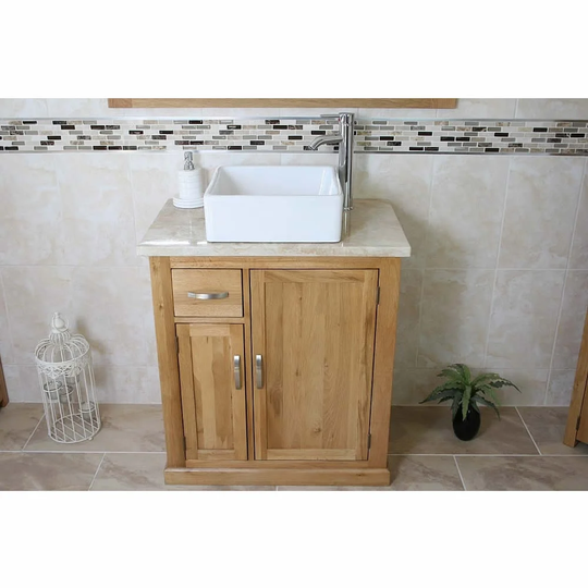 Dematteo Solid Oak 750mm Free-Standing Vanity Unit