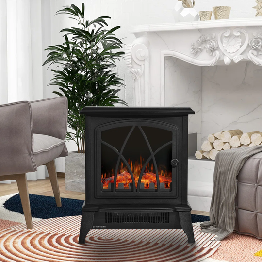 Portable Electric Fireplace Stove With Log Burner Flame 1850W