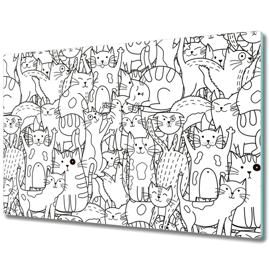 Asiata Tempered Glass Chaotic Happy Cats Chopping Board
