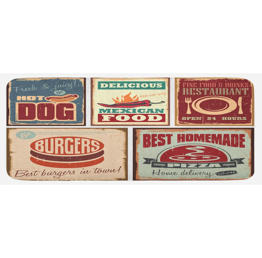 Amina Retro Retro Mexican Tin Sign Kitchen Mat