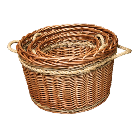 Hammd 3 Piece Willow Log Carrier Set with Rope Handled
