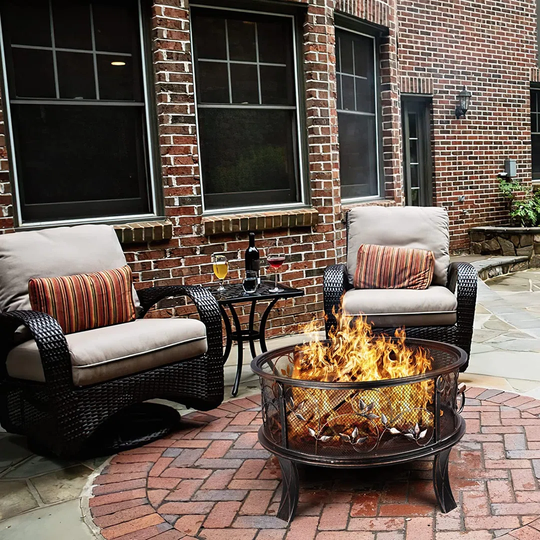 Amplas 71Cm H x 71Cm W Iron Wood Burning Outdoor Fire Pit