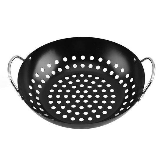Non-stick Grill Pot Outdoor Carbon Steel Barbecue Grill Plate Vegetable Barbecue Basket Tray BBQ Tool