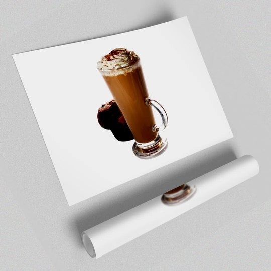 Mocha Cream and Chocolate Muffin - Graphic Art Print on Paper