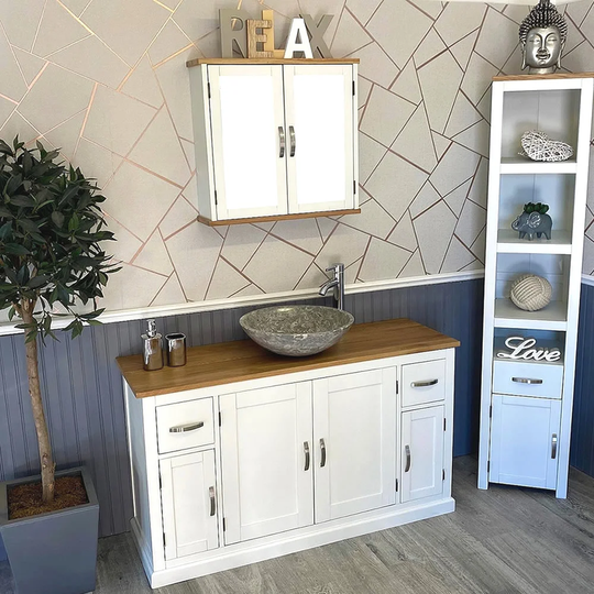 Anoka Solid Oak 1230mm Free-standing Single Vanity Unit