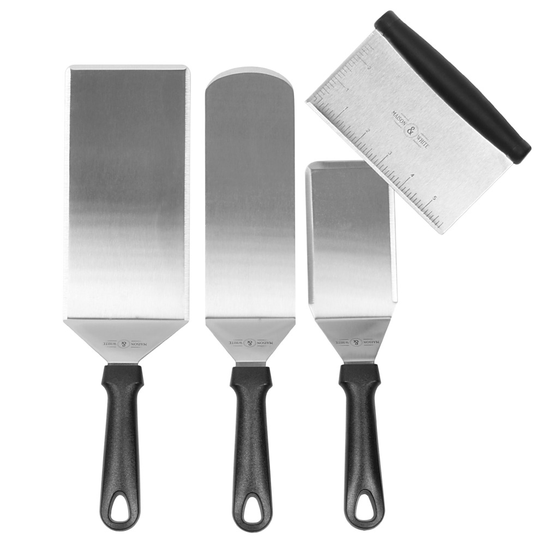 4pc. Stainless Steel Spatula Set Assorted Metal Grill & BBQ Utensils M&W