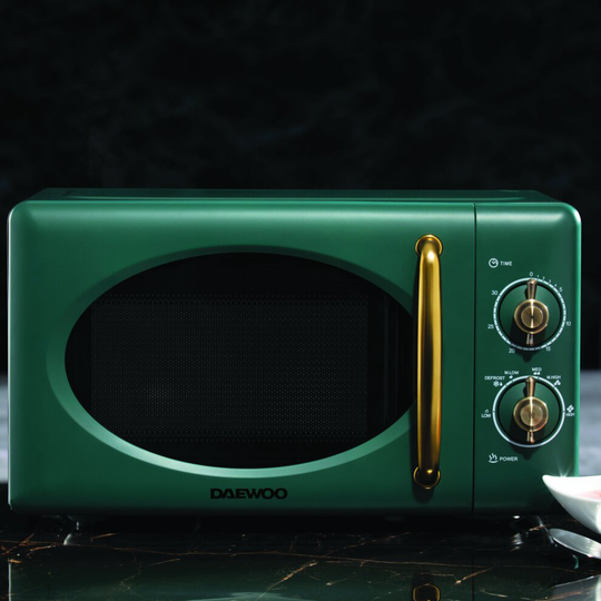 Daewoo Emerald 20 Litre Microwave 800W Countertop Defrost Green Gold