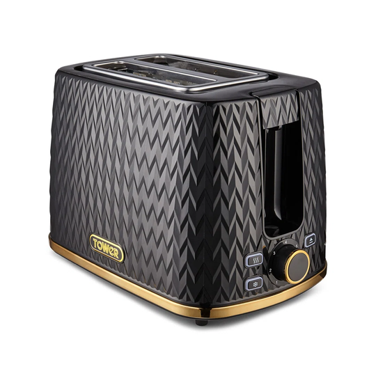 Tower Empire 2-Slice Toaster with Defrost/Reheat, Removable Crumb Tray, 900W