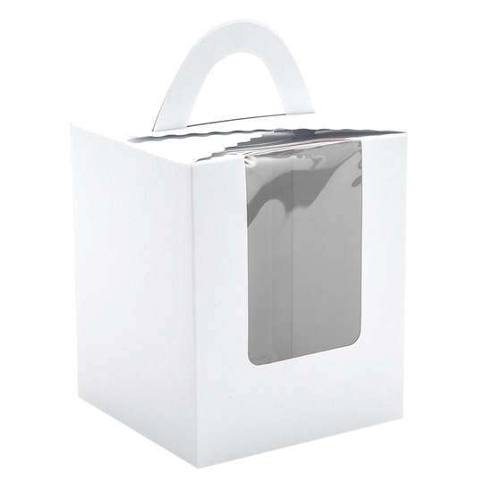 (White ) 20Pcs Single Cupcake Muffin Fairy Cake Boxes Bags With Clear Windows Boxes Party