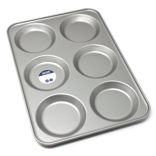 Professional 6 Hole Yorkshire Pudding Tray, British Made with Double Coated Performance Non Stick by Lets Cook Cookware