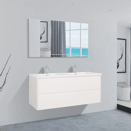 Lugis 120 x 50 x 48 Wall-Mounted Double Bathroom Vanity Set With Faucet