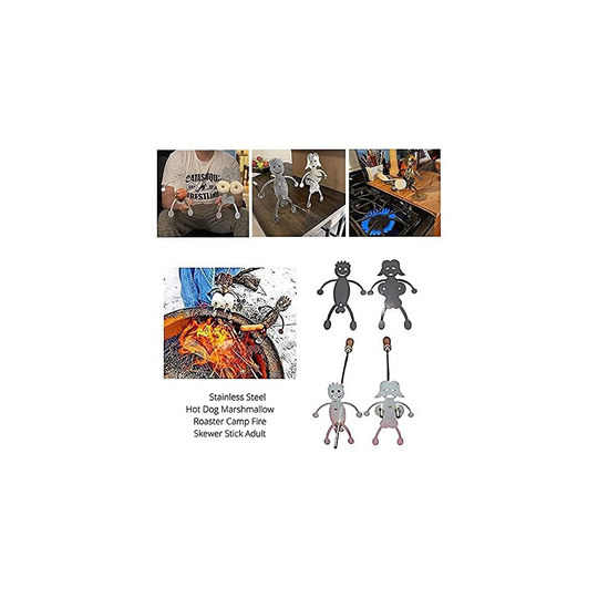 2PCS Steel Hot Dog Marshmallow Roasters, Women Men Shaped Stainless Steel Camp Fire Roasting Stick Barbecue Forks for Campfire Bonfire Grill