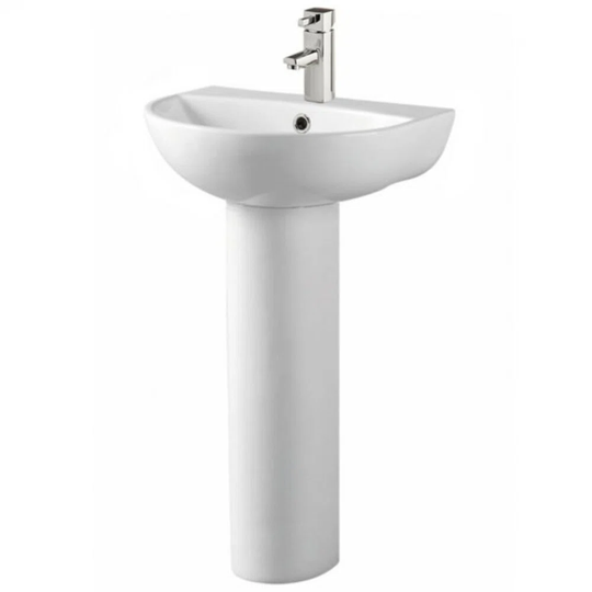 Kameo 69Cm Tall Gloss White Vitreous China U-Shaped Full Pedestal Basin Bathroom Sink