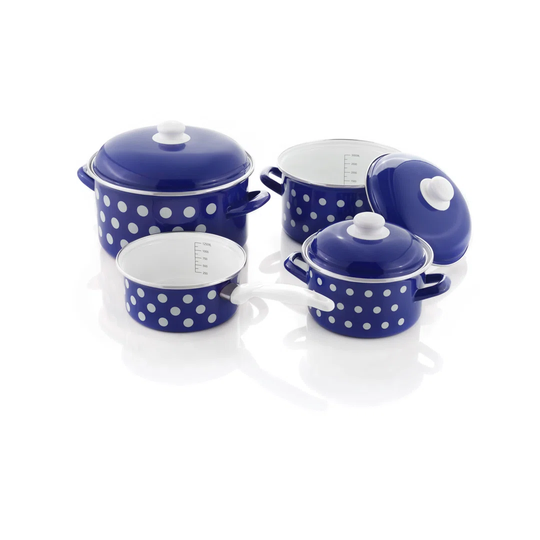 Dots 7 Piece Pot Set Red and white