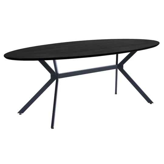Dining Table Oval Mdf Black 220X100cm