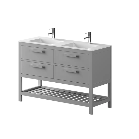 Amazonia Solid Pine 1200mm Free-standing Double Basin Vanity Unit