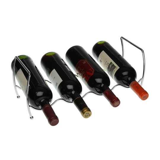 Moyer 4 Bottle Floor Wine Bottle Rack in Silver